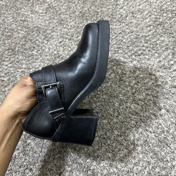 Harley Davidson Black Leather Boots Chunky Block Heel Square Toe Size 6 Y2K 90s - Picture 2 of 11